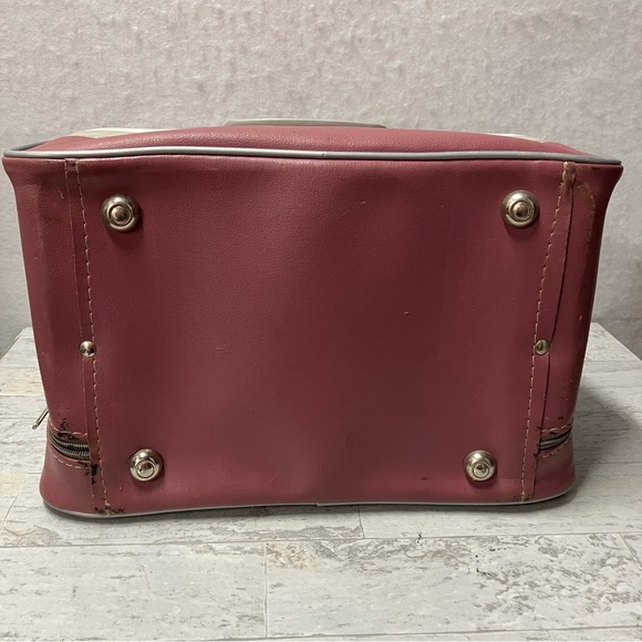 Vtg BRUNSWICK bowling ball bag light pink mauve single ball + rack RETRO-NICE! - Picture 7 of 9